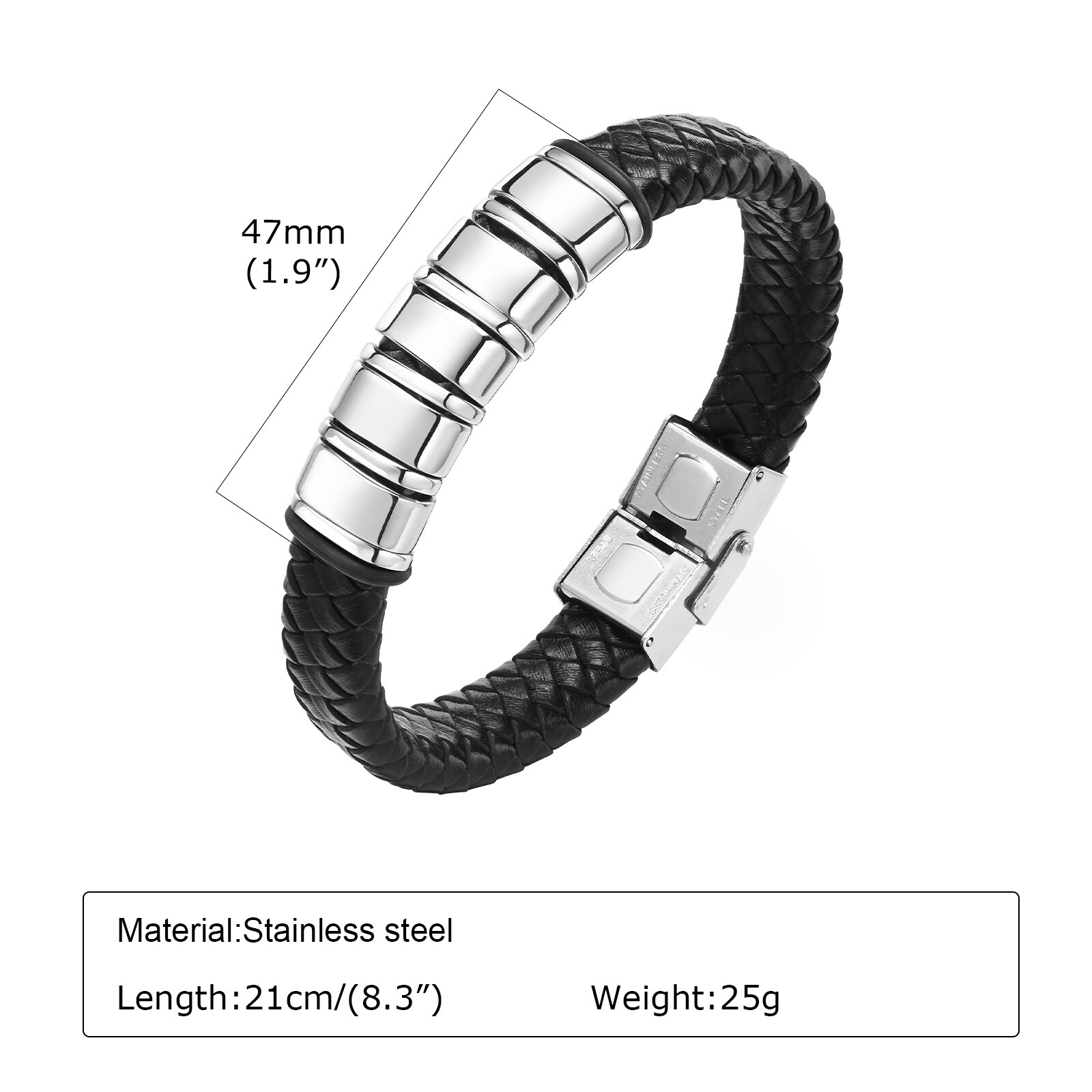 Personalised Men Leather Bracelet Custom Beads Family Name Christmas Gift Dad