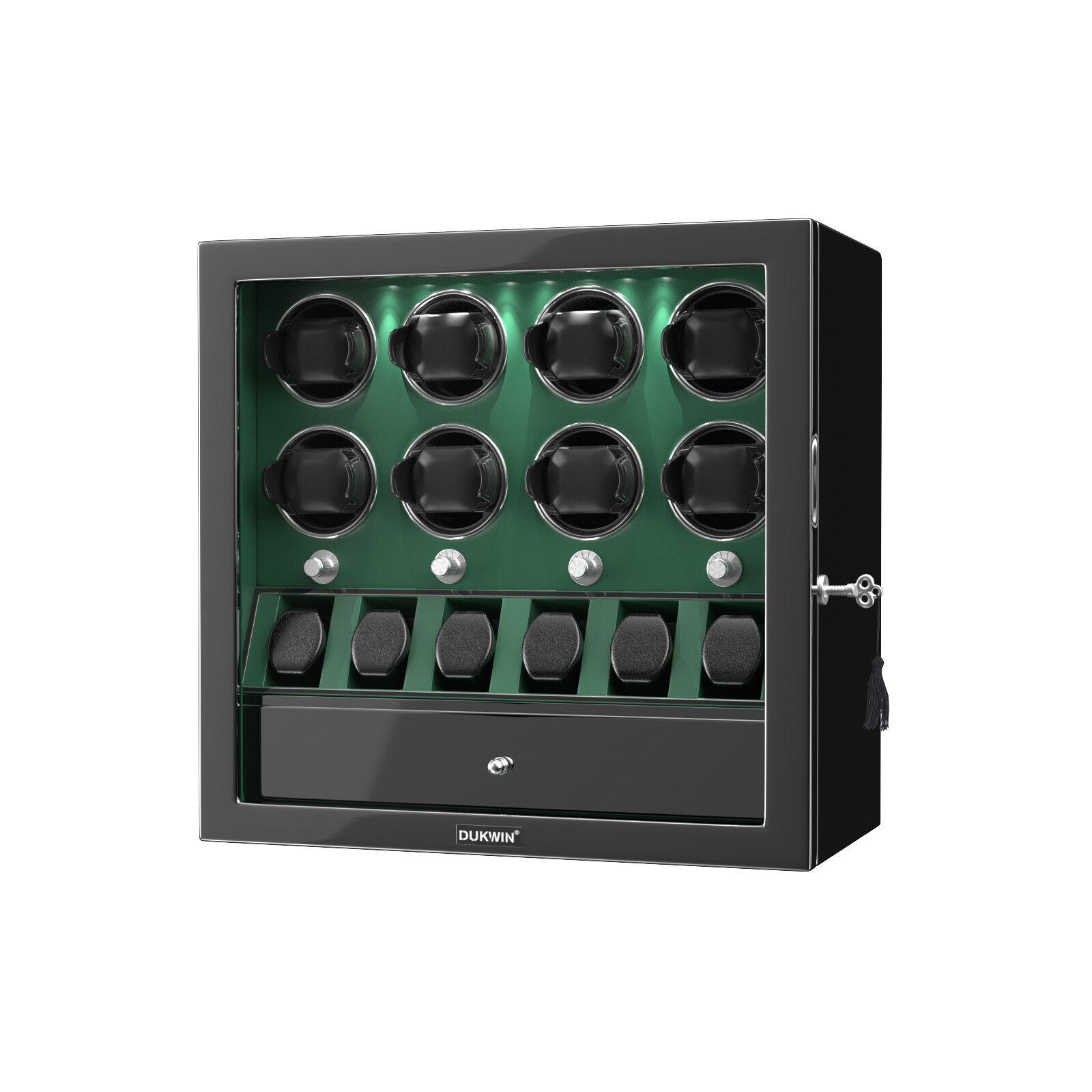 New Compact LED Automatic 8 Watch Winder With 6 Watches Display Storage Box Gift