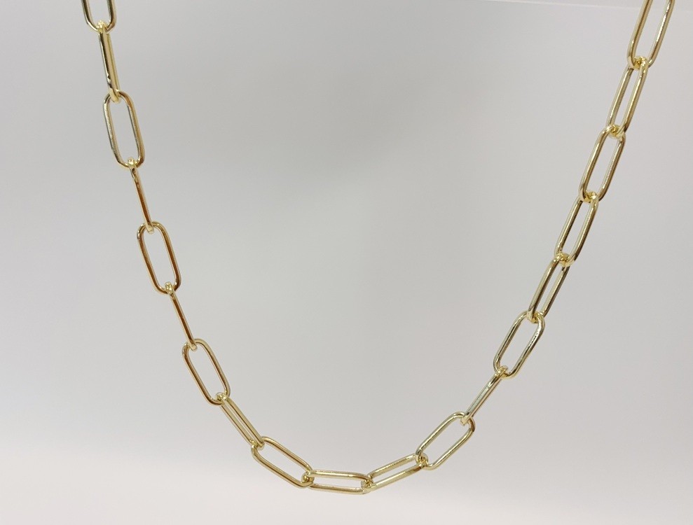 Real Genuine 10K Solid Yellow Gold Paperclip Chain Necklace 24inch 9mm