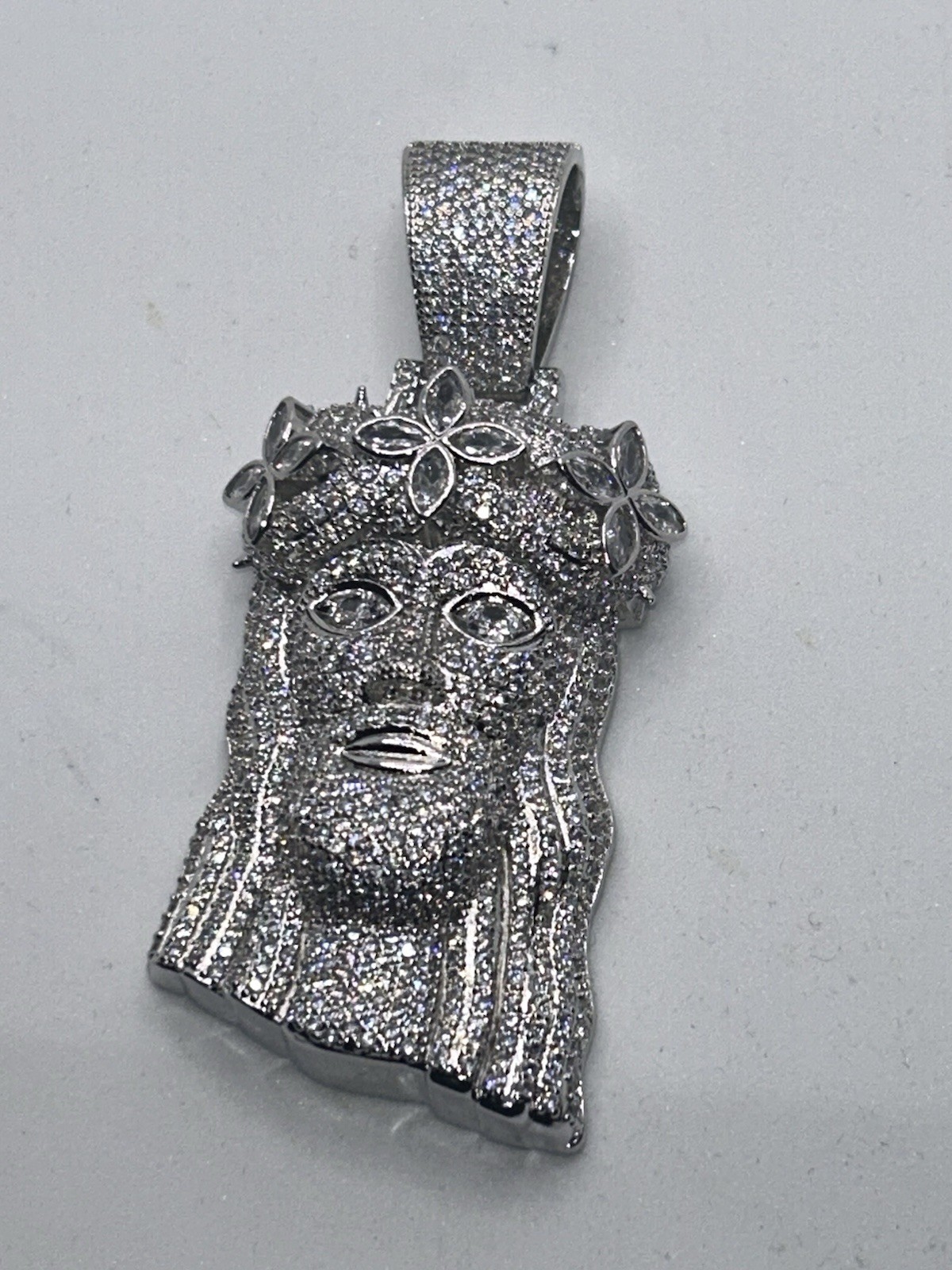 Large VVS1 Moissanite Sterling Silver Iced Flawless D Color Jesus Piece Pendant