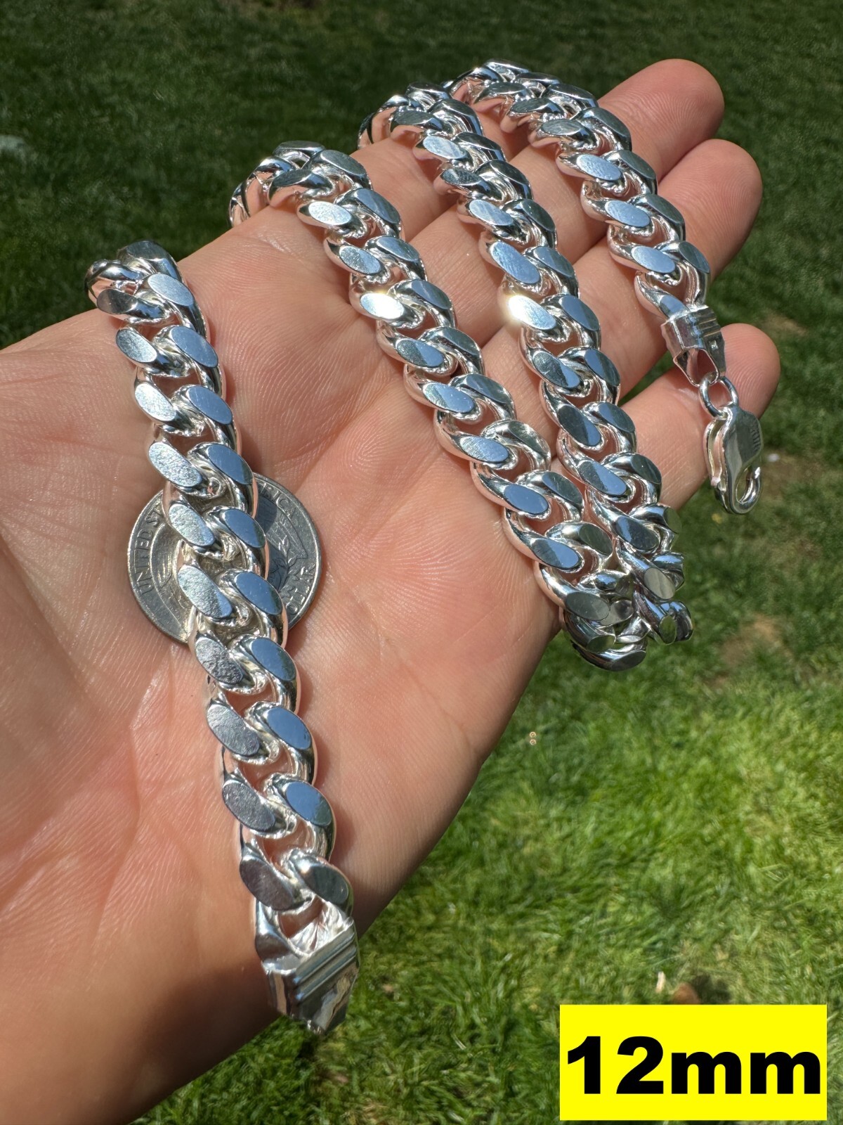 Mens Real Solid 925 Sterling Silver Miami Cuban Chain 2-12mm Heavy Link Necklace