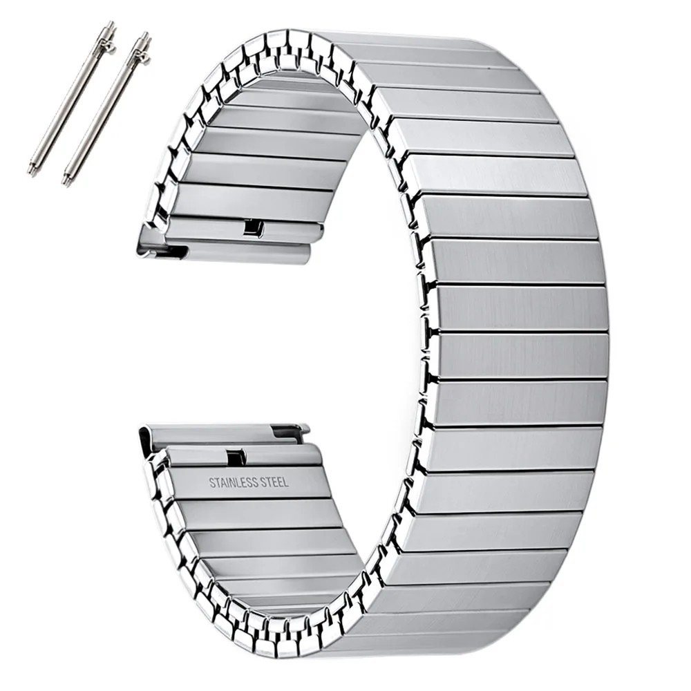 22mm Elastic Stainless Steel Watch Band Metal Stretch Expansion Springs Bracelet