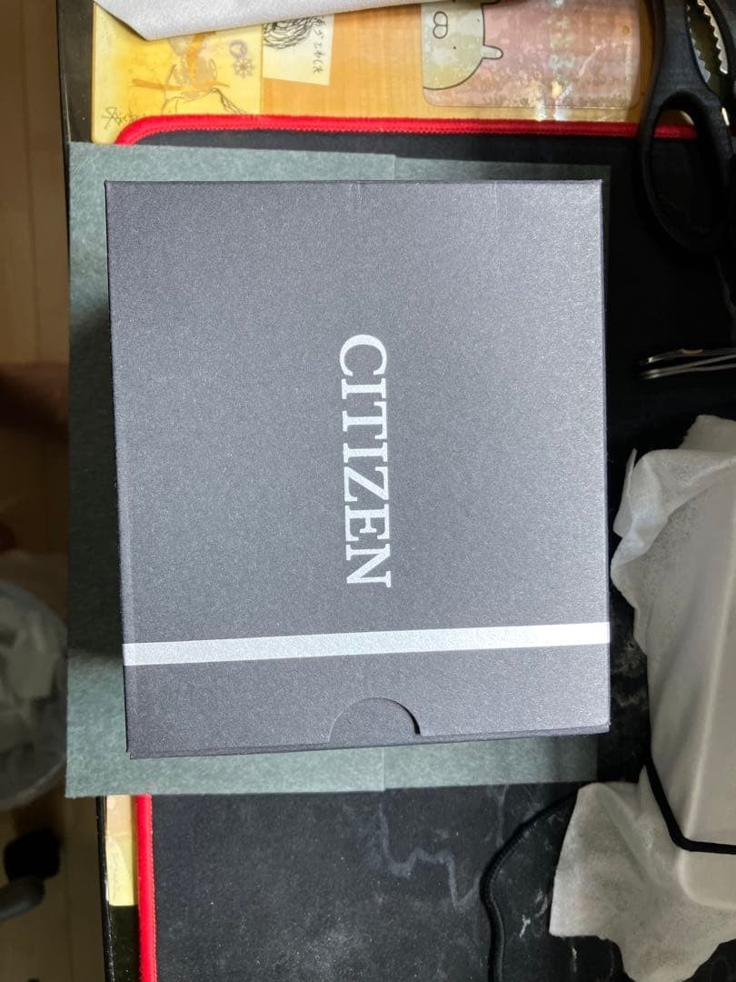 Citizen EXCEED AR4000-63L Eco-Drive Ultra Thin Blue Dial Titanium Mens Watch Box