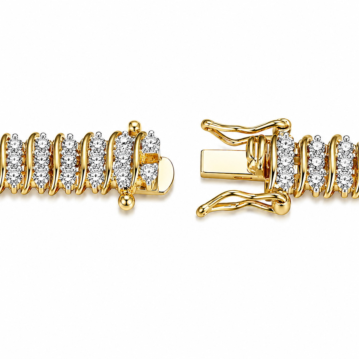 14K Gold Bracelet Women S Link Tennis Bracelet 2CT Diamond Yellow 7″, 7.5″ & 8″