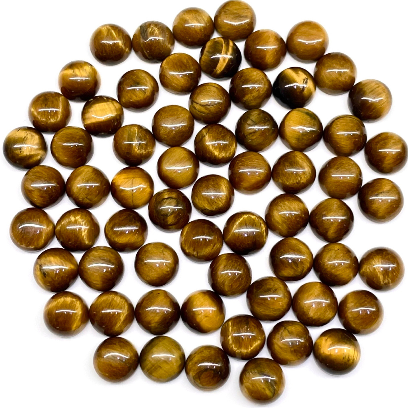 42 Pcs Natural Tiger Eye 10mm Round Cabochon Wholesale Loose Gemstones Lot