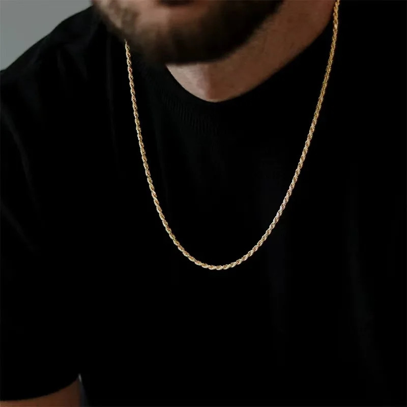 2mm Titanium Steel Twisted Chain Necklace Simple Men Necklace Hip Hop Men Stainl
