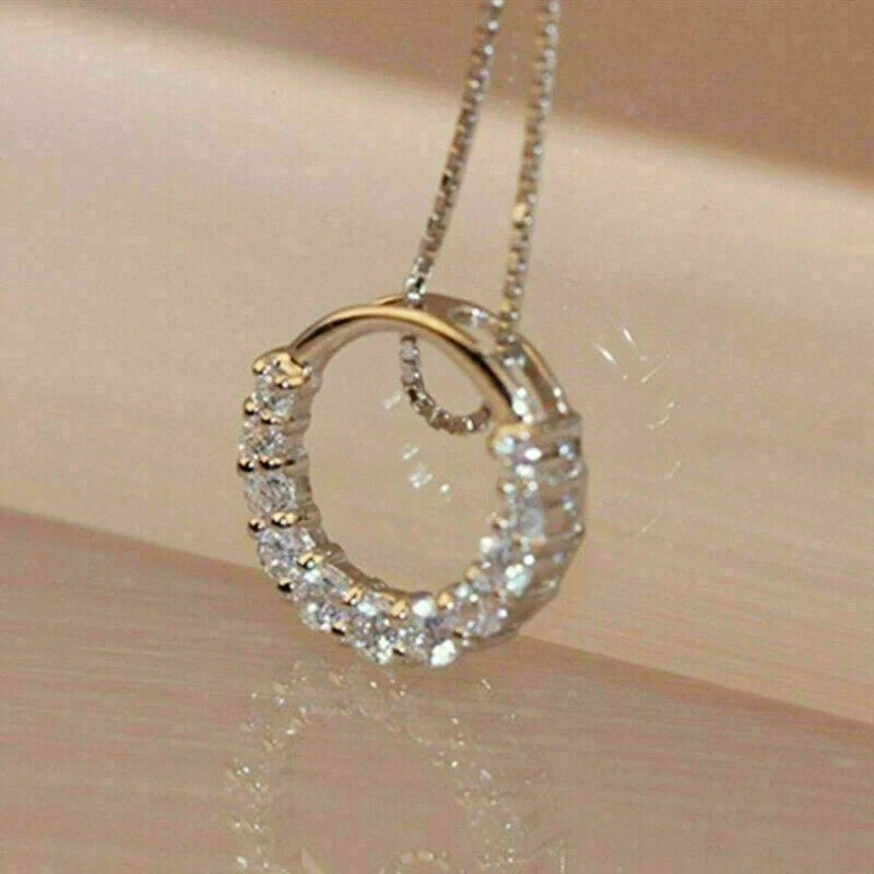 1.20CT Round Lab Created Diamond Women’s Circle Pendant 14k Yellow Gold Plated