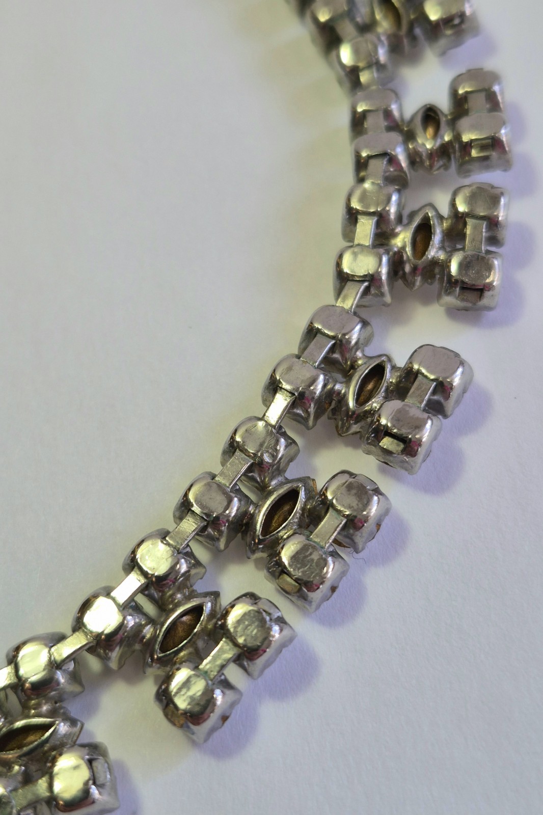 Vintage Rhinestone Choker Necklace Glass Prong Set Foiled Back Bridal Statement