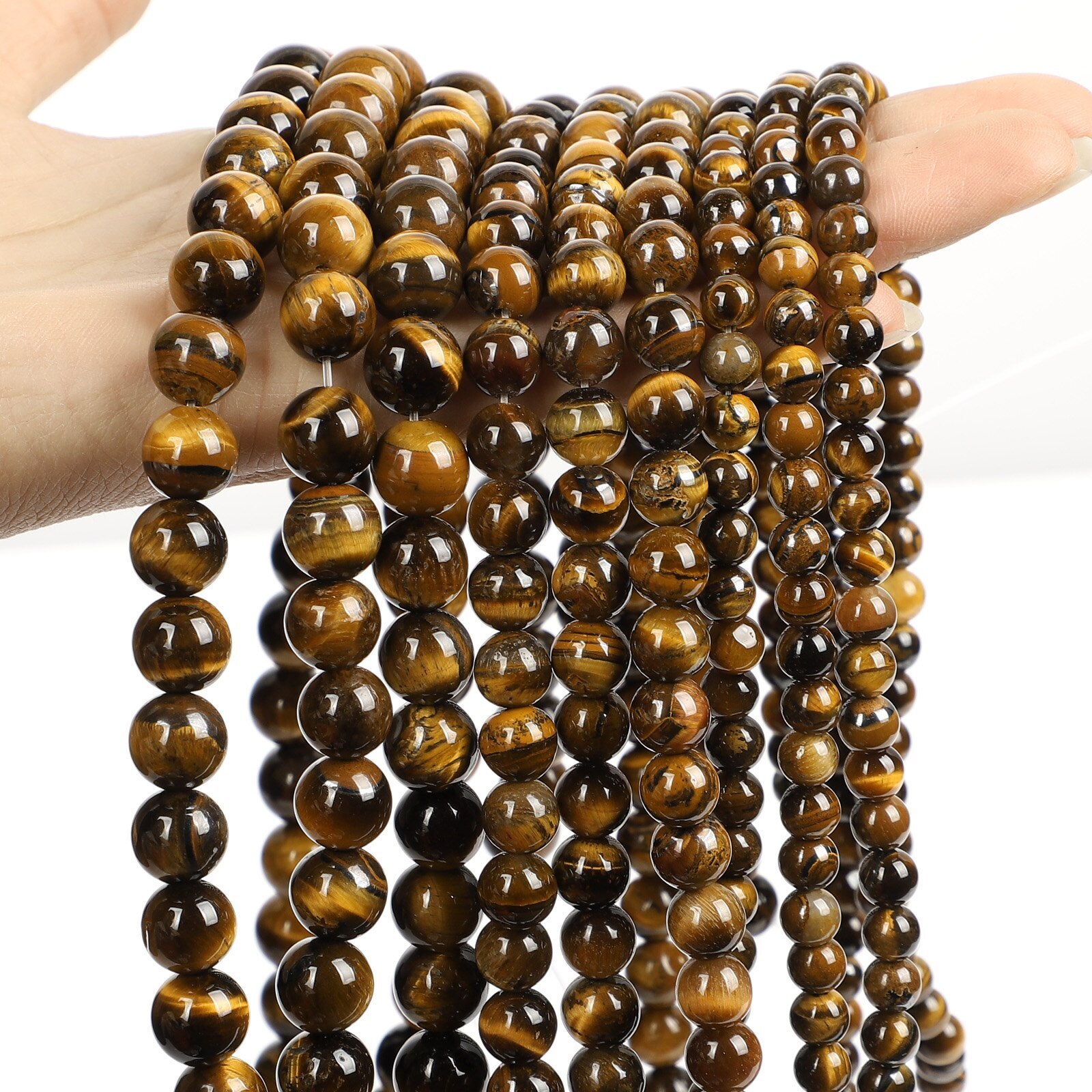 Natural Gemstone Tiger Eye Round Loose Spacer Beads For Bracelet Jewelry Making