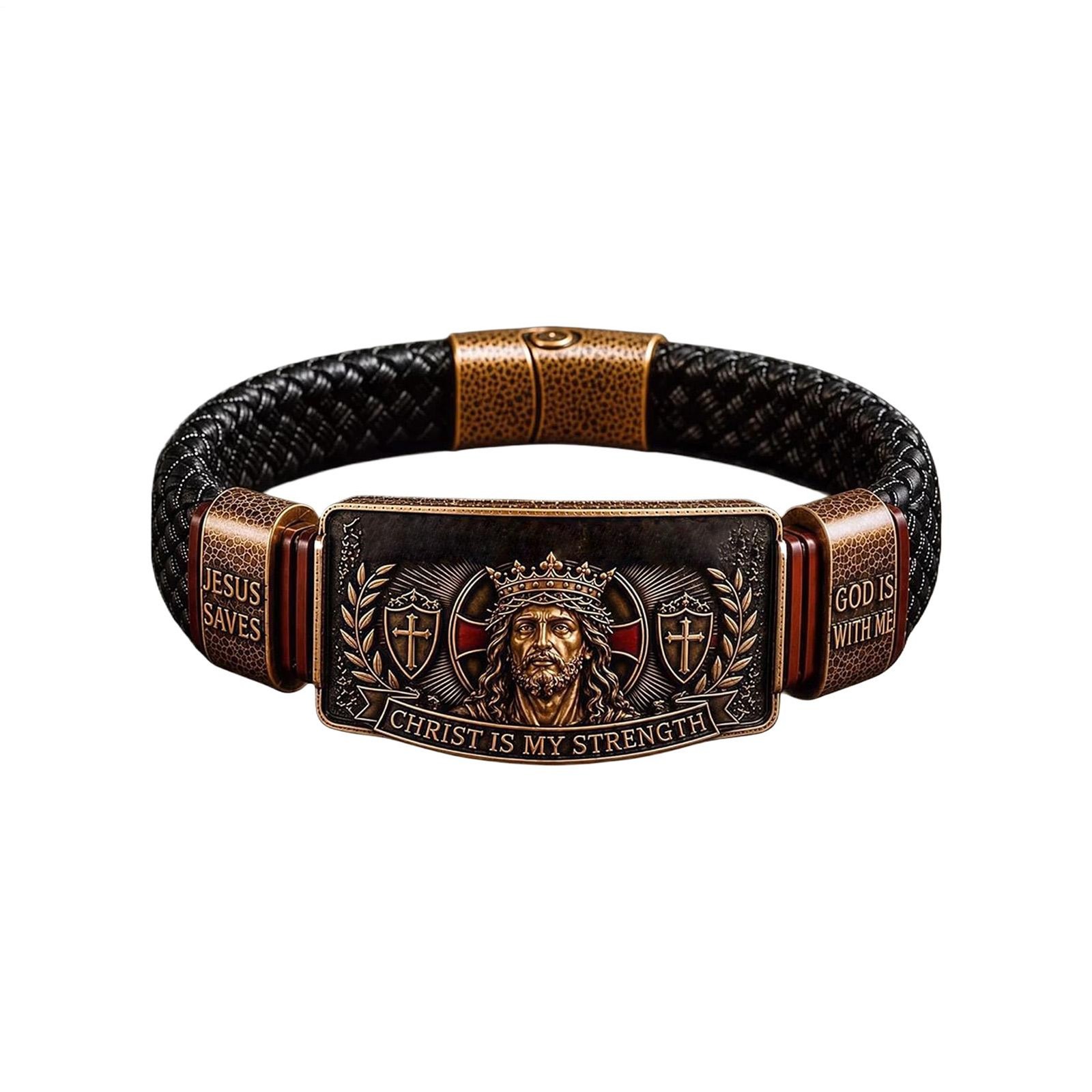 King of Kings Religious Bracelet, Adjustable Inspirational Wristband for Men