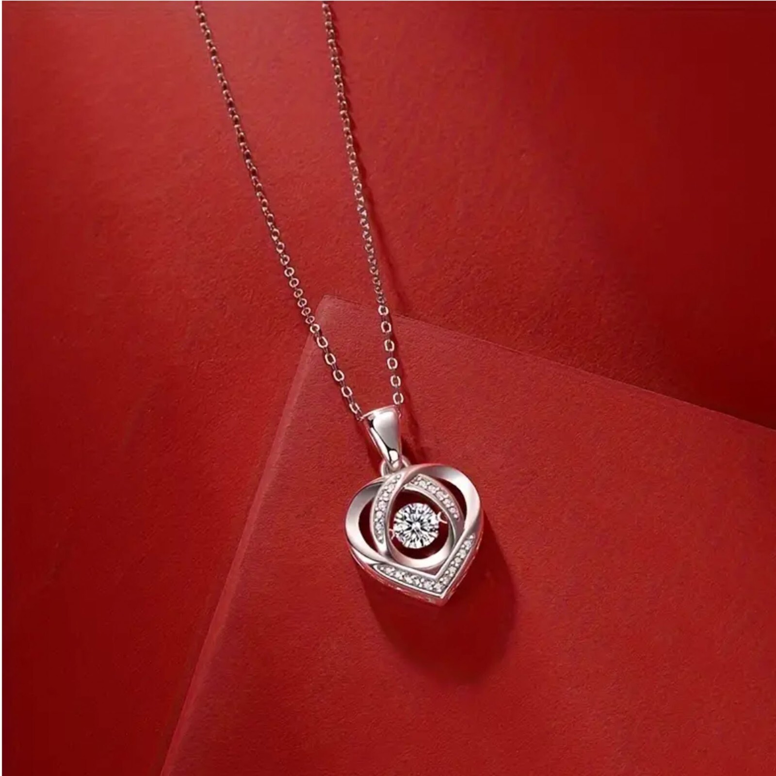 Love Heart Moissanite Elegant Design Fashion Pendant Necklace Jewelry Gift