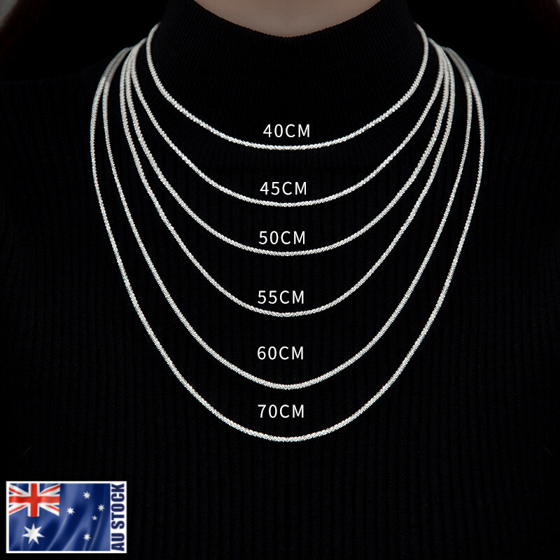 Stunning Genuine 925 Sterling Silver 2mm Starry Chain Necklace Jewelry 16″- 32″