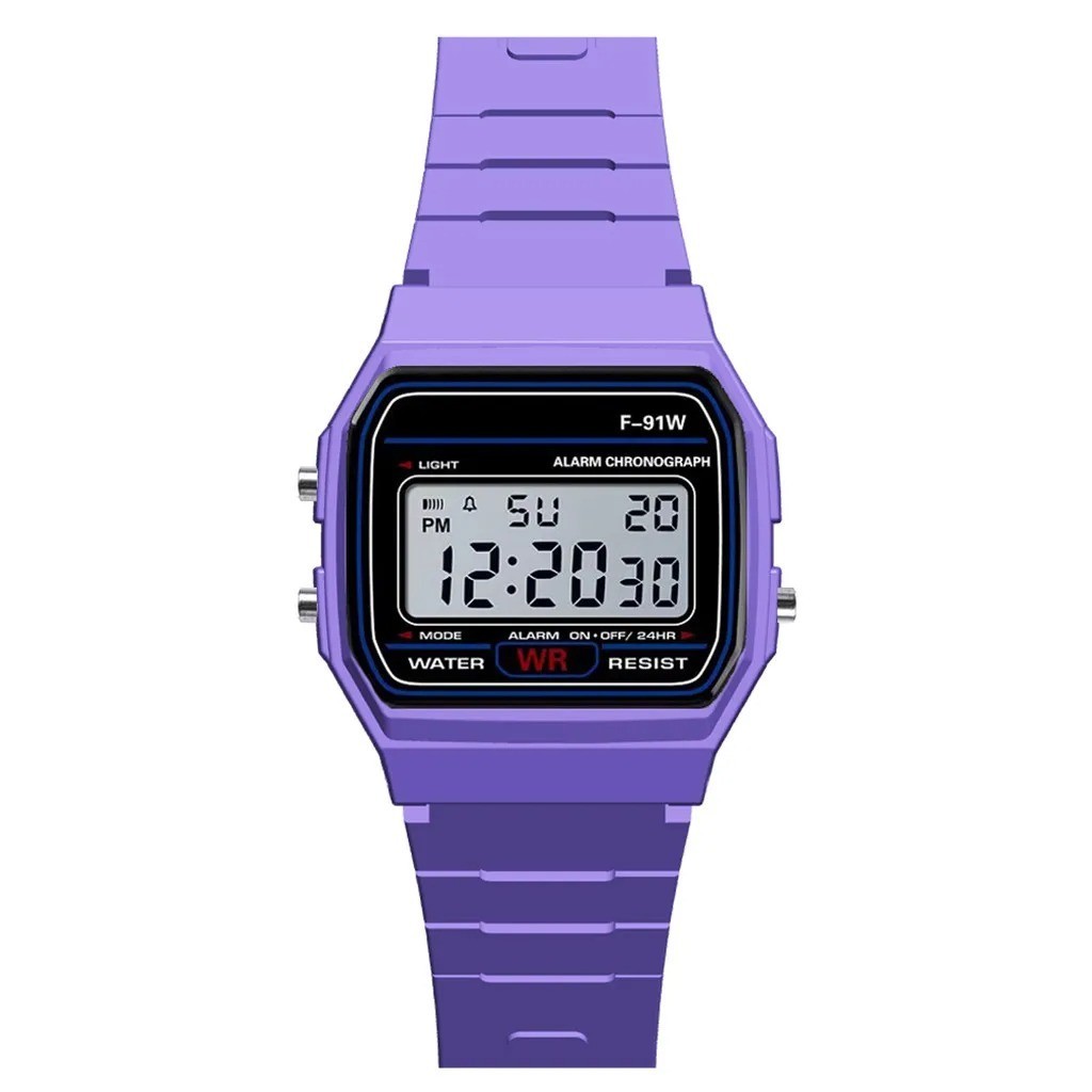 F-91W Style Digital Watch Men Women Unisex Retro Sport Stopwatch Alarm Lig