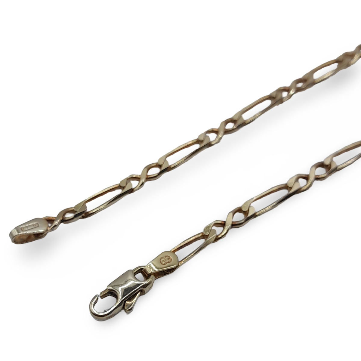 9ct Gold Chain – 9ct Gold Figaro Style Chain Elongated Link Necklace 16Inch 40cm