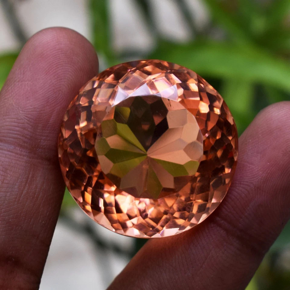 129.05 Carat Flawless Peach Morganite Round Cut Certified Loose Gemstone