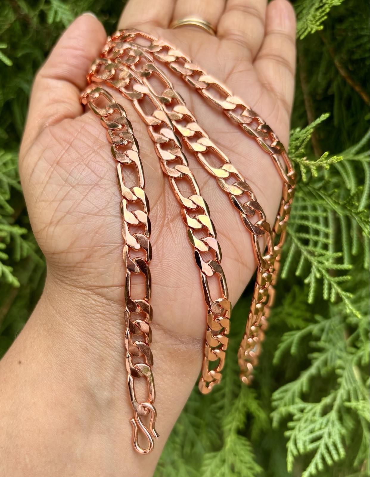 24 inch Pure Copper Flat FIGARO Chain Necklace, Healing Copper Jewelry Spiritual