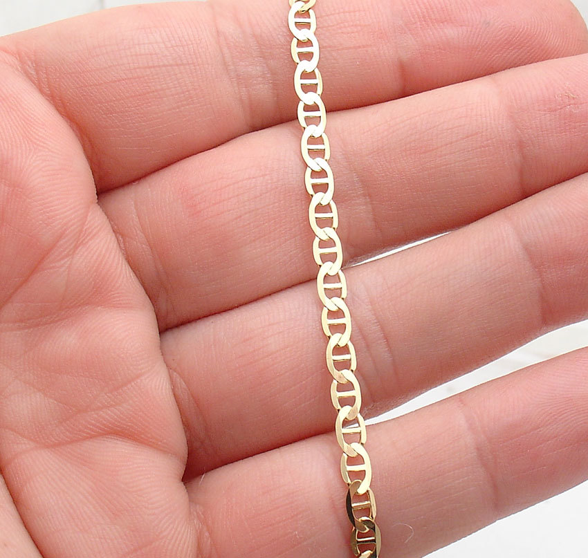 9″Link Anchor Chain Ankle Bracelet Anklet Solid Real 14K Yellow Gold 3MM