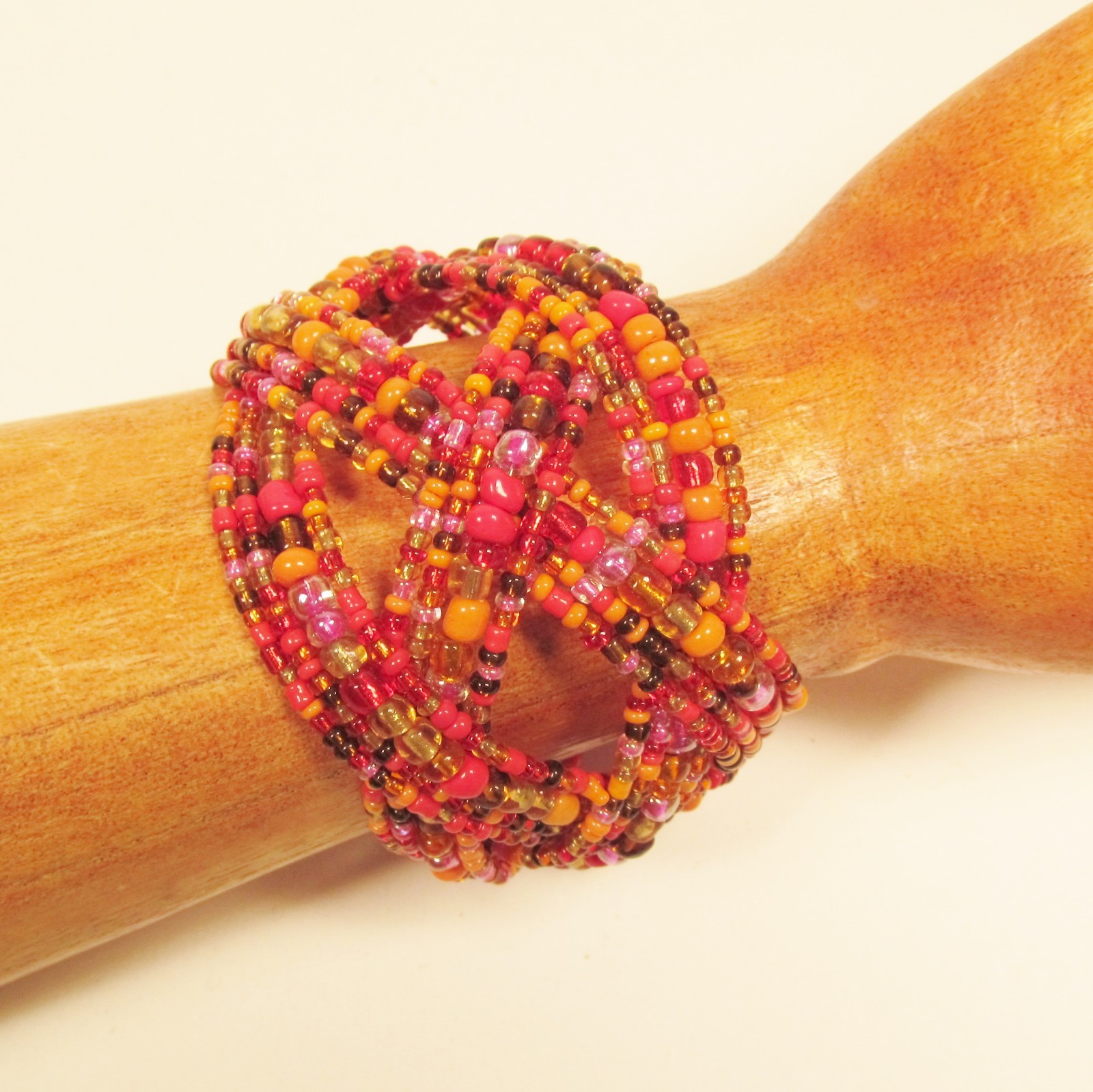 12 PC Handmade Bali Beaded Bright Color Braided Cuff Bracelet WHOLESALE LOT