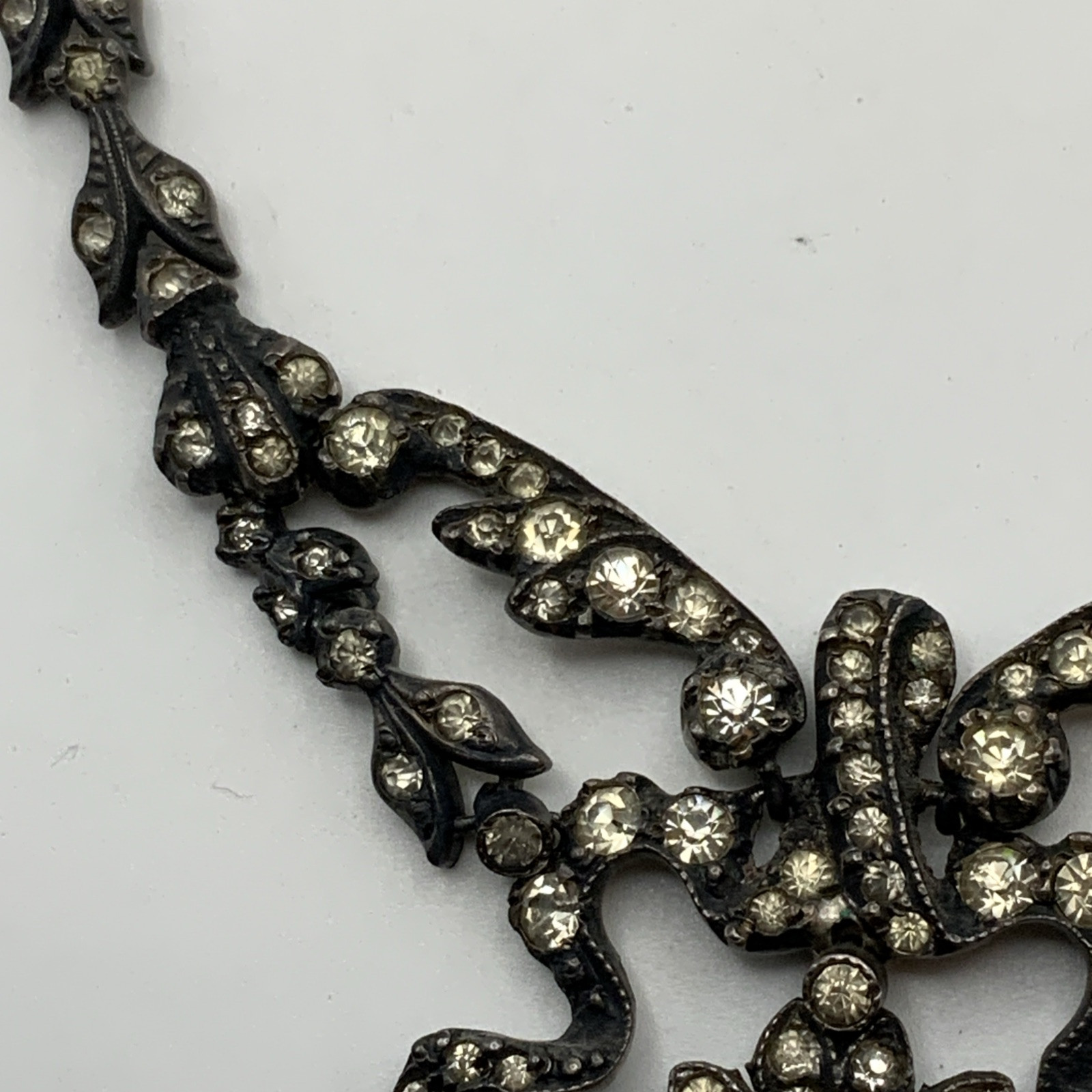Antique Victorian Diamond Paste Sterling Silver Foiled Back Necklace, 41.7g