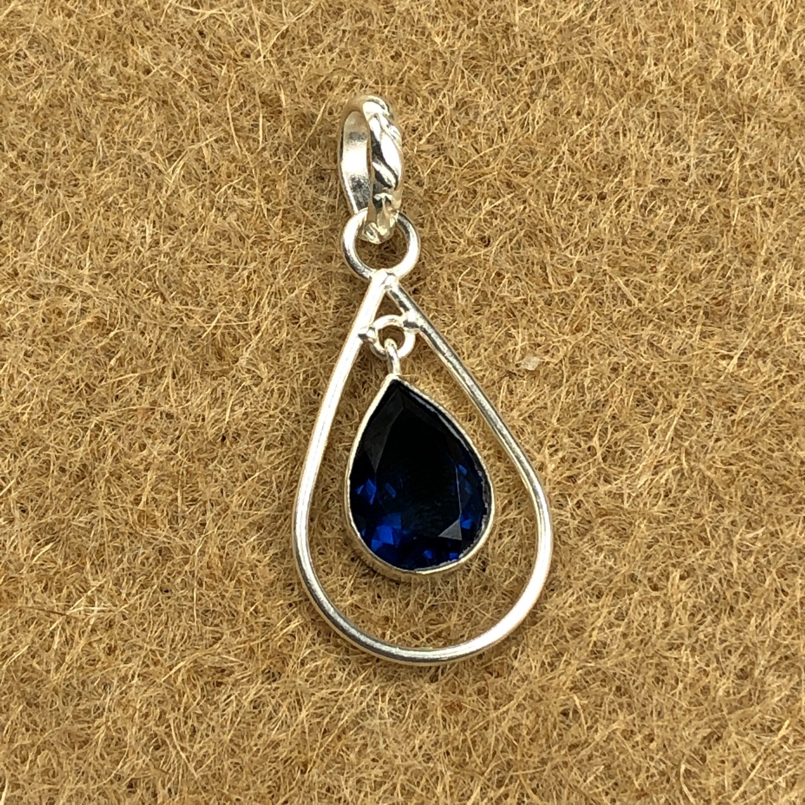 London Blue Topaz Gemstone Jewelry Sterling Silver Birthday Gift Pendant 1.6″