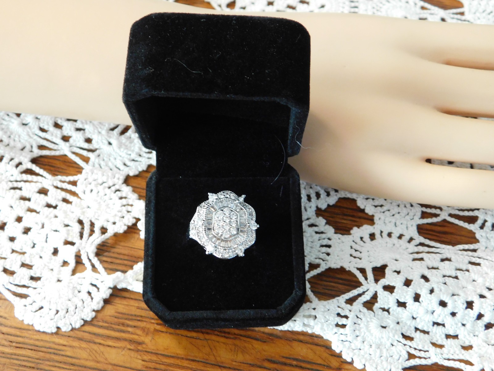 Sterling Silver Cubic Zirconia Statement Ring Size 7 Signed Canada 925