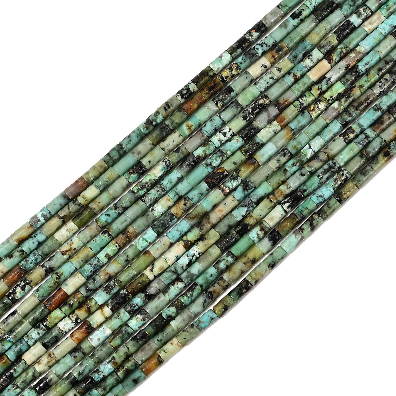 01 Mixed Gemstone Cylinder Tube Shape Beads Size 2x4mm 15” Strand