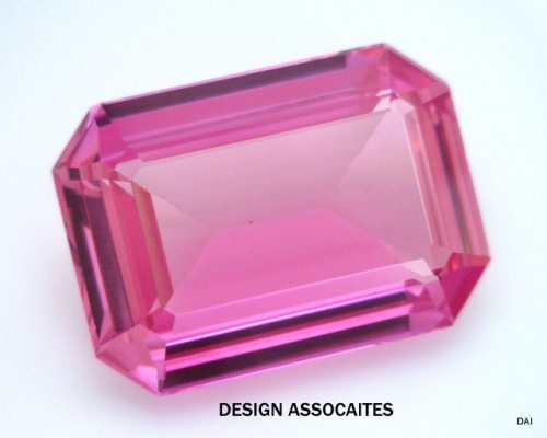 LAB CREATED PINK SAPPHIRE 16X12 MM EMERALD CUT AAA