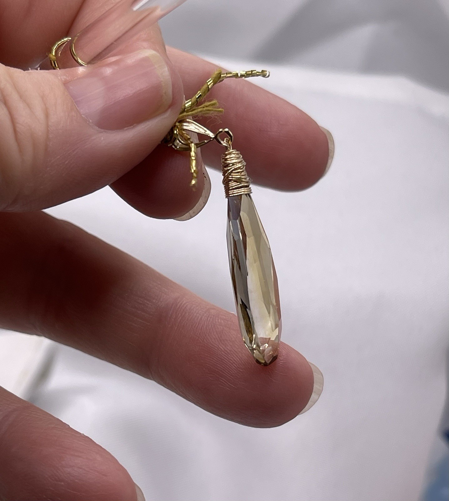 Citrine Pendant Natural Honey Briolette 1/20 14K Gold Filled 30x9mm
