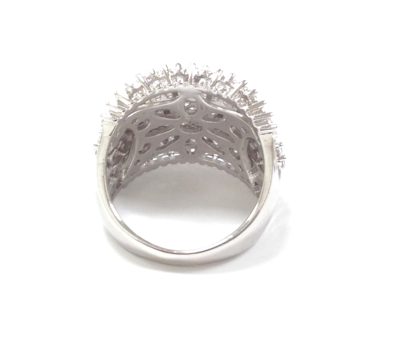 FZN Fuzion Creations Sterling Silver Clear CZ Wide Band Ring Size 8.75 Jewelry