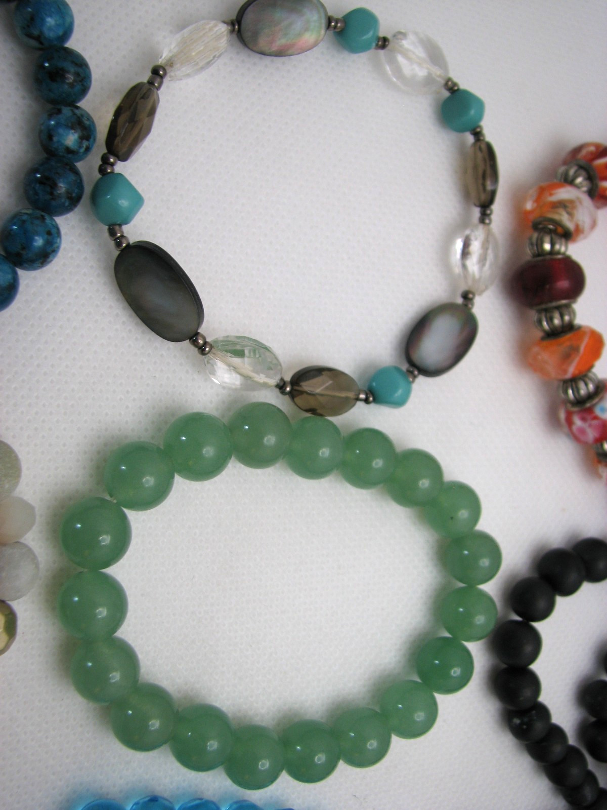 Lot of 17 Vintage Modern Beaded Stretch Bracelets to Wear, Repurpose, Restring