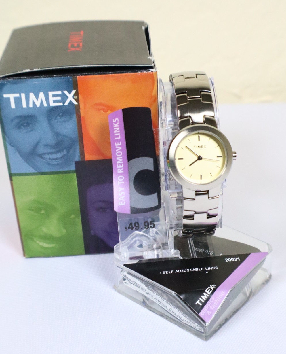 Timex Watch NIB Silver Tone Bracelet Band Needs New Battery ONE YEAR WARRANTY