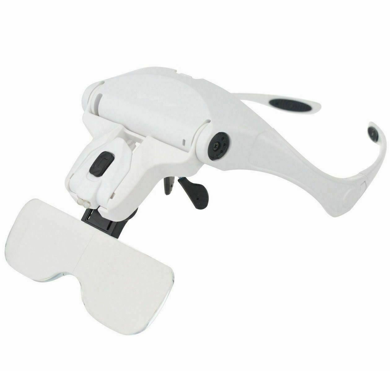 LED Jewelers Head Headband Magnifier Illuminated Visor Magnifying Glasses Loupe