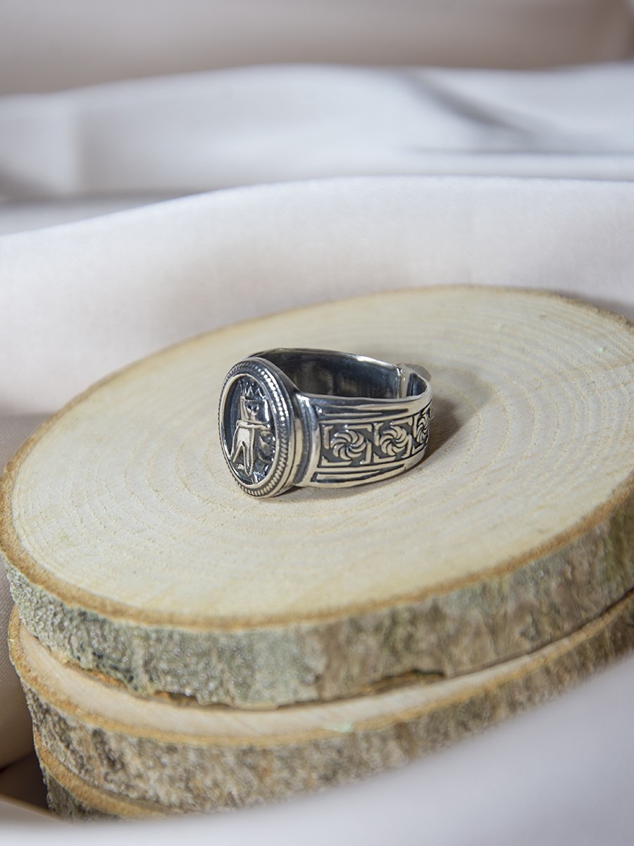 Men’s Silver-Tone Ring – Tigran the Great Armenian King – Adjustable