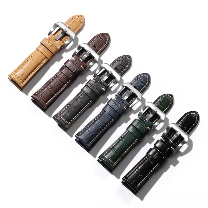 Premium Crocodile Grain Genuine Leather Watch Band Strap 20/22/24/26mm Universal