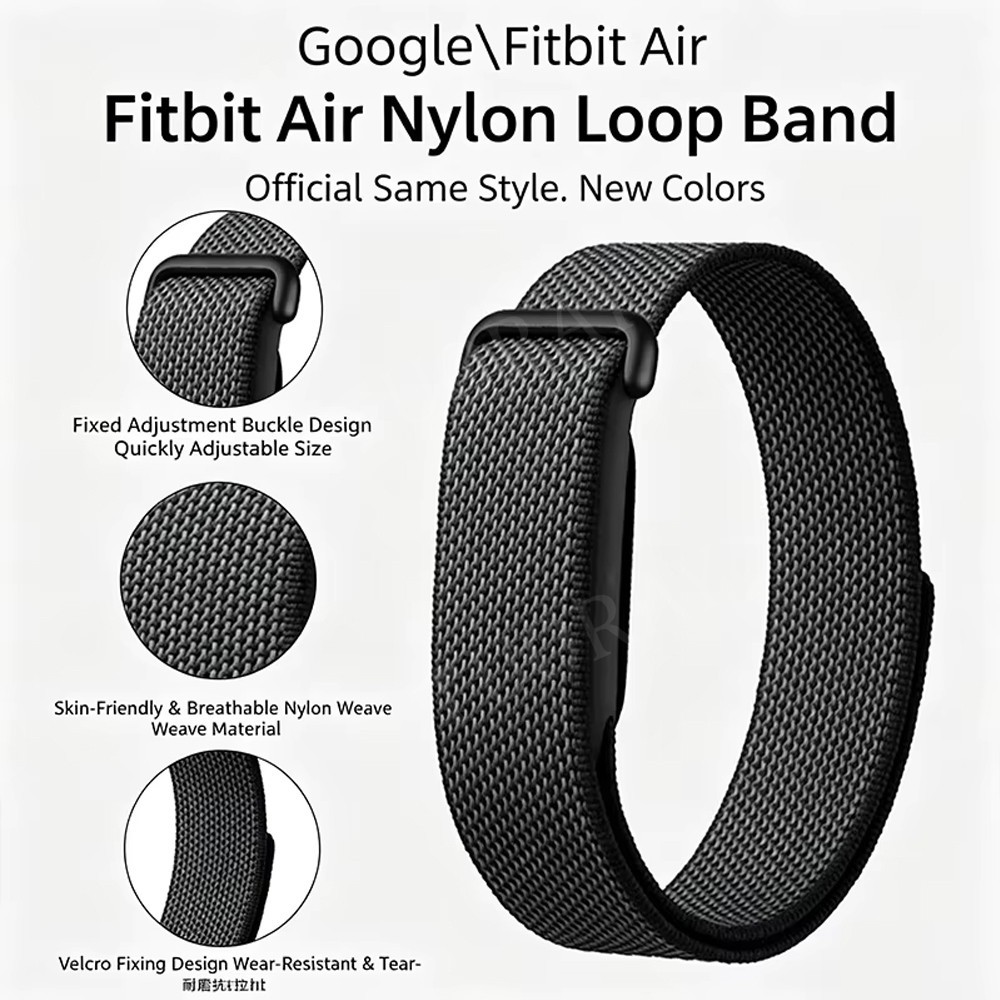 For Google Fitbit Air 2026 Replacement Silicone Nylon Loop Adjustable Band Strap
