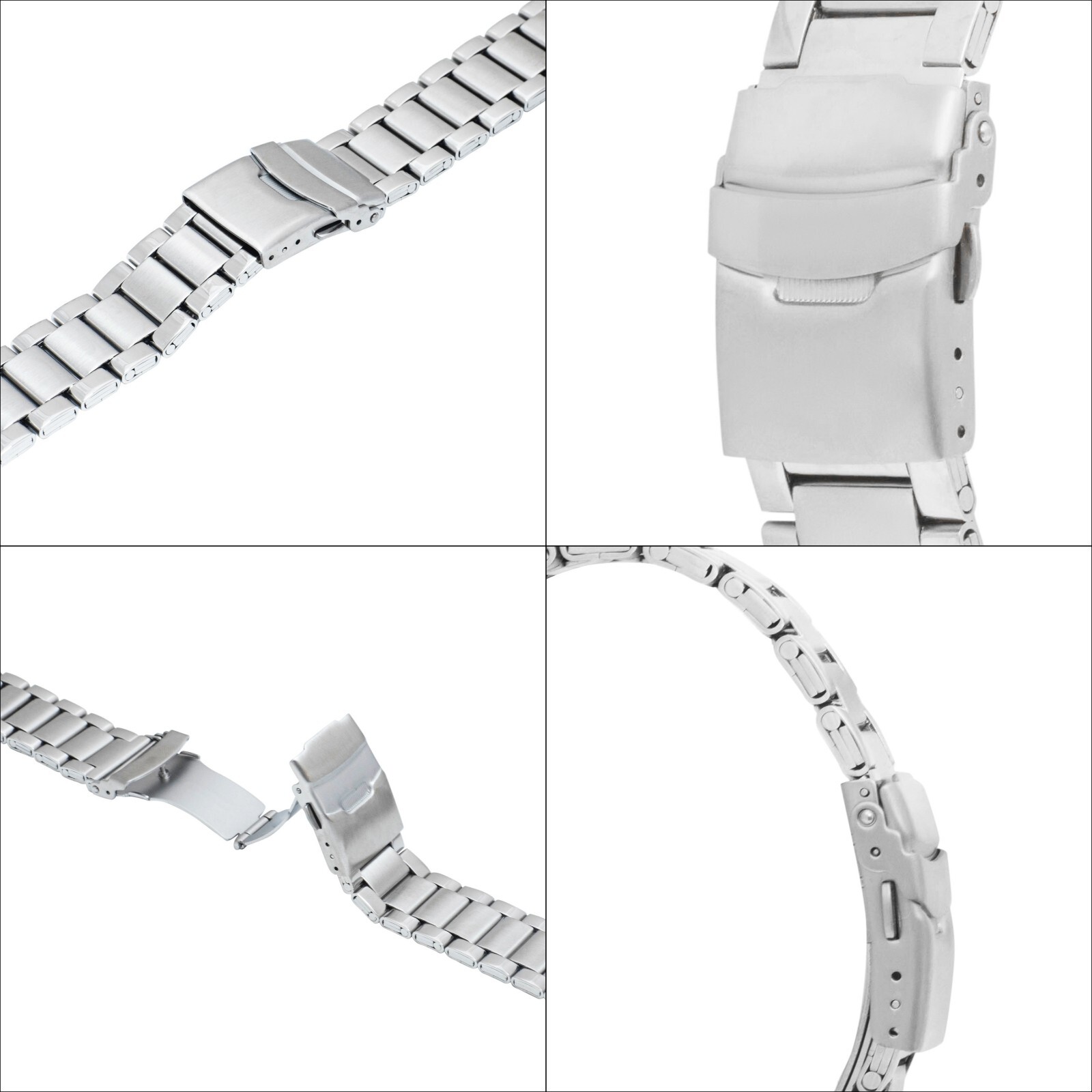 Bandini Curved End Metal Stainless Steel Watch Band Strap Bracelet 18 20 22mm 24