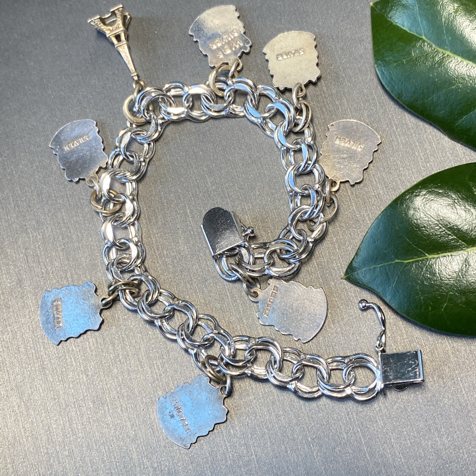 Vintage Charm Bracelet Estate Fine Jewelry Pre-Owned Sterling Ireland France