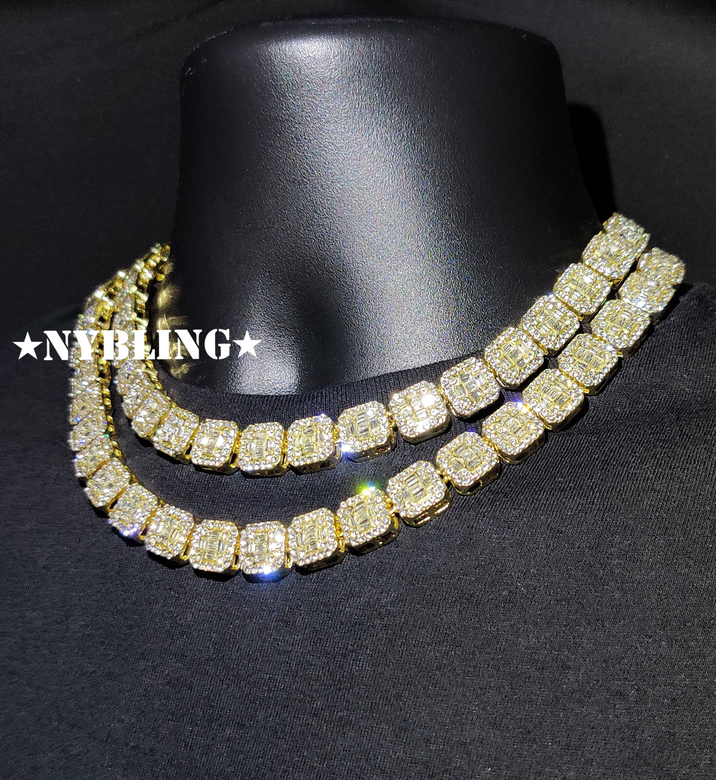 18″ or 20″ Iced Baguette Tennis Chain Choker Necklace Plated CZ Hip Hop Jewelry