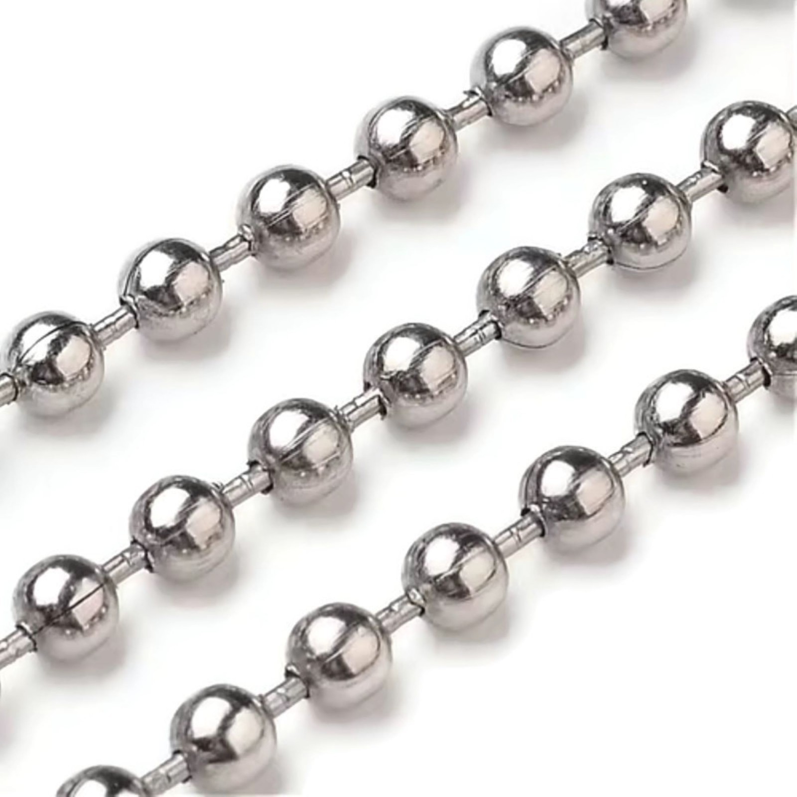 PREMIUM STAINLESS STEEL SILVER BALL CHAIN NECKLACE 16″ in. – 30″ in. (2.4mm)