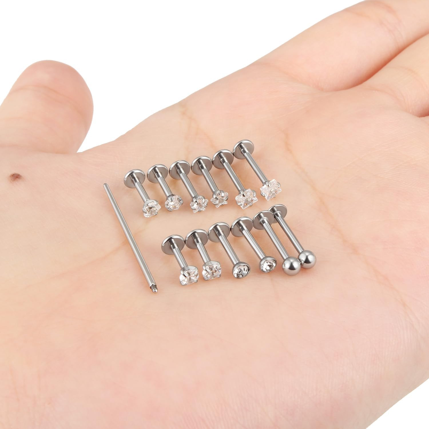 16G Lip Labret Medusa Rings Studs Internally Threaded 316L Surgical Steel Snake