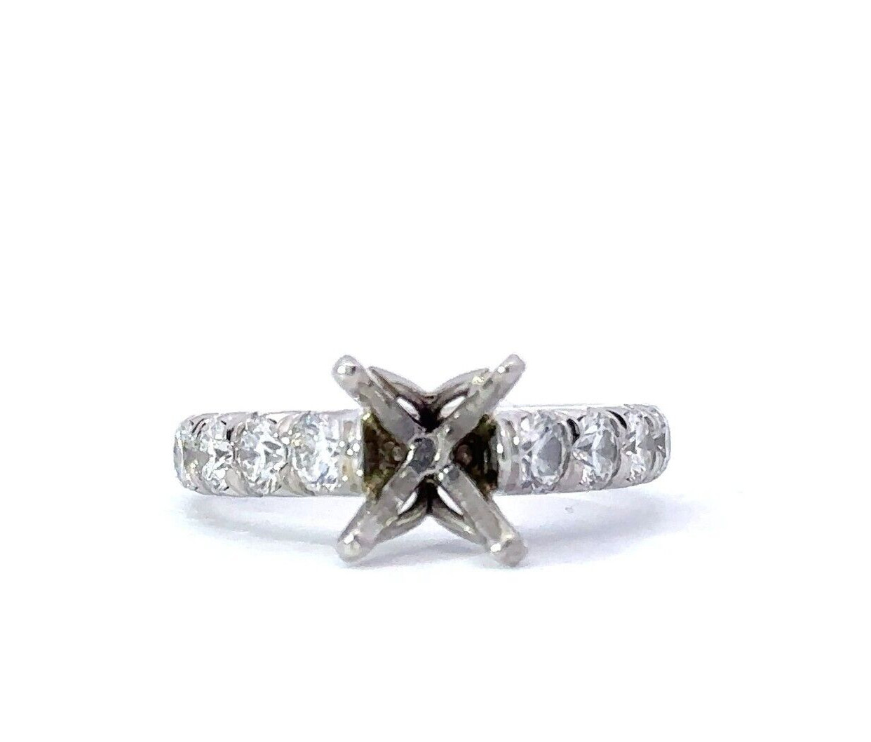 J.B. STAR Designer Platinum 950 0.90ctw Diamond Semi-Mount Ring w/cert 1046/148