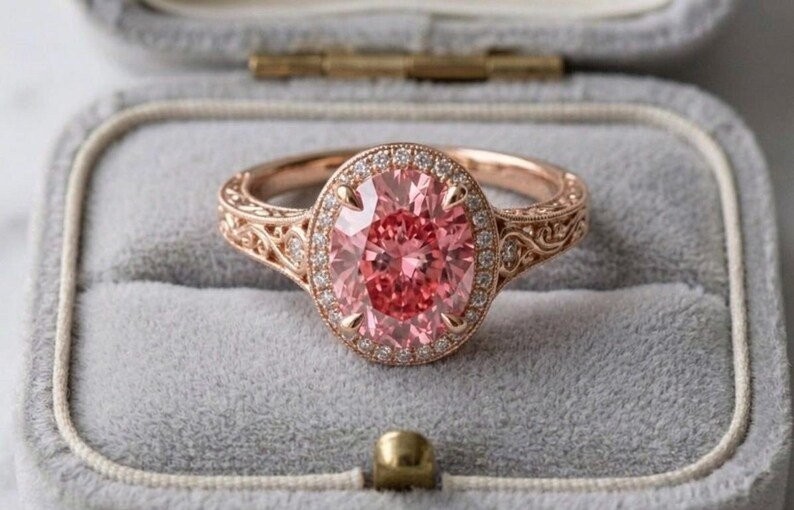 2.5 CT Oval Cut Loose Lab Grown Diamond Fancy Pink Color VVS1 Clarity Loose Gems