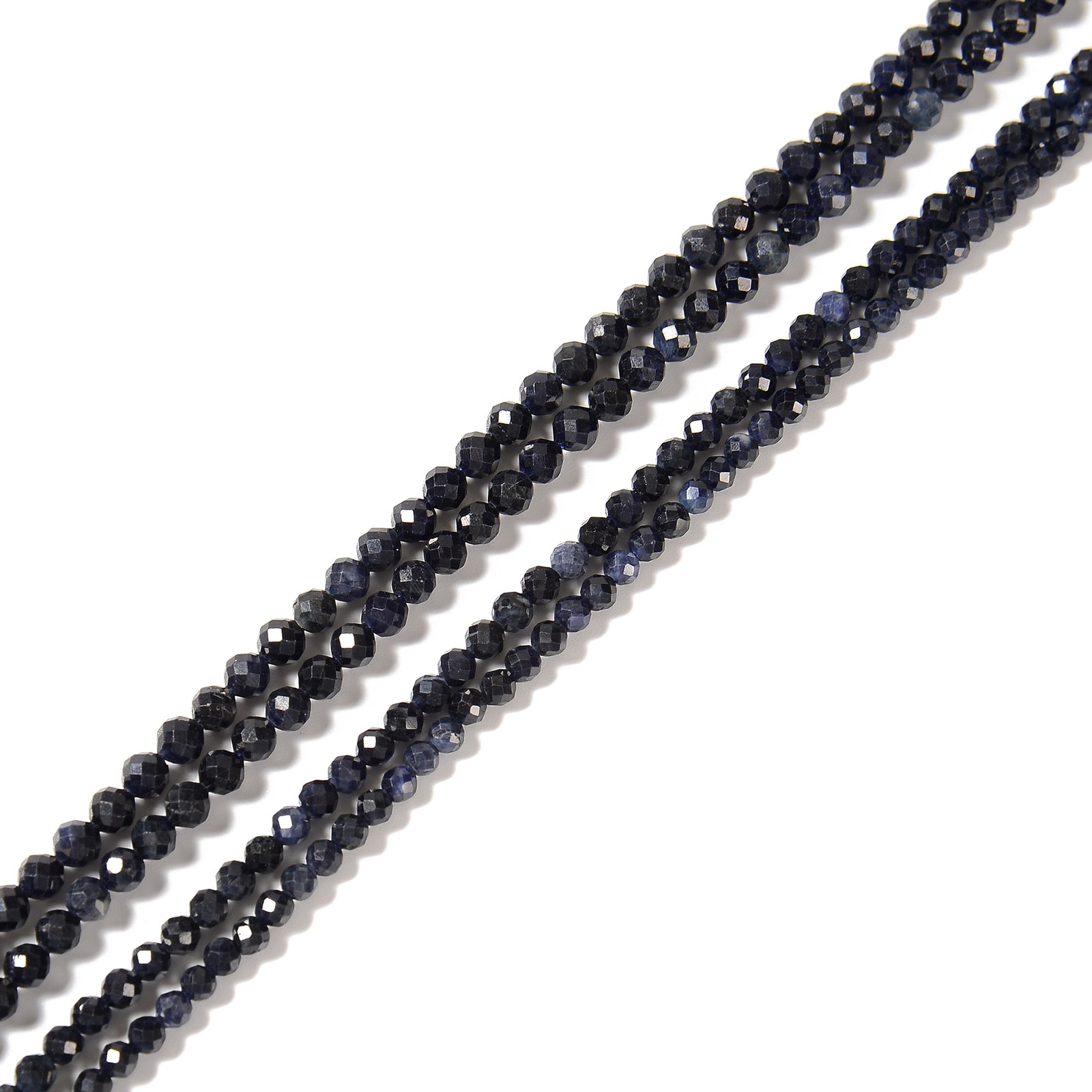 Natural Sapphire Faceted Round Beads Size 3mm 4mm 15.5” Strand