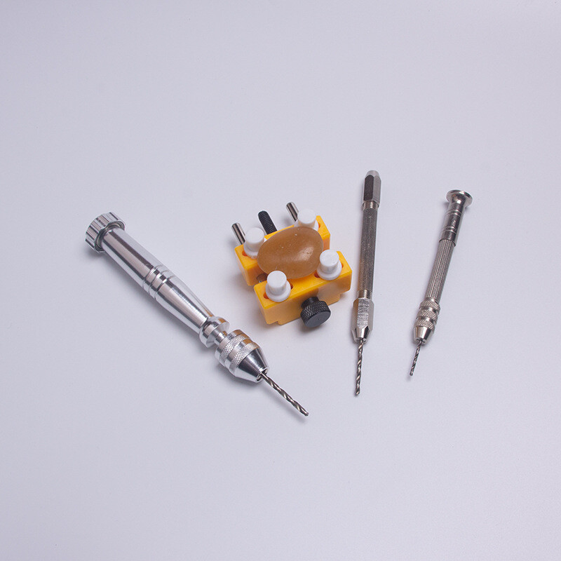 0.5-3mm Mini Steel Hand Twist Alloy Holes Drill Watch Repair Punch Tool Kit Set