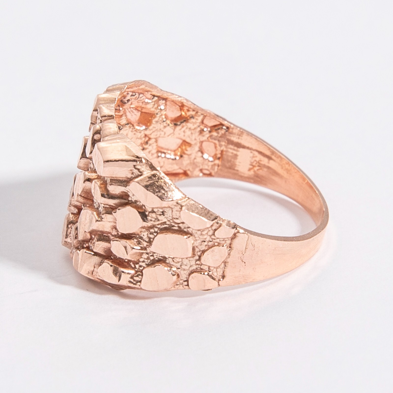 SOLID 10K Gold Large Square Nugget Ring Yellow White Rose Gold