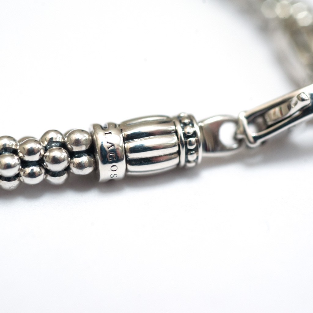 LAGOS Sterling Silver Signature Caviar 5mm Rope Station Bracelet 7 Medium New