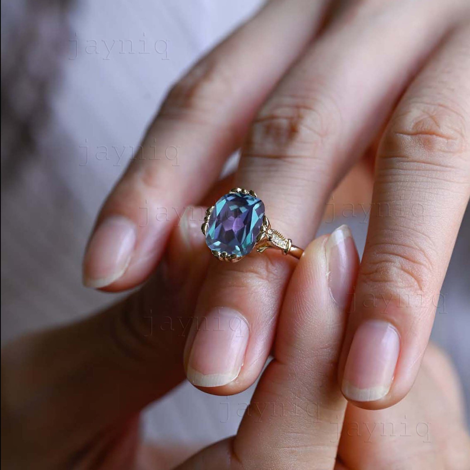 Color Changing Alexandrite Ring 925 Sterling Silver Dainty Jewelry Gift For Her