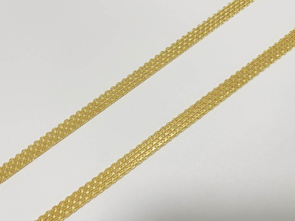 Solid 18K Yellow Gold Bohemian Multi Layer Wide Necklace Chain Gift 8mm 20inch