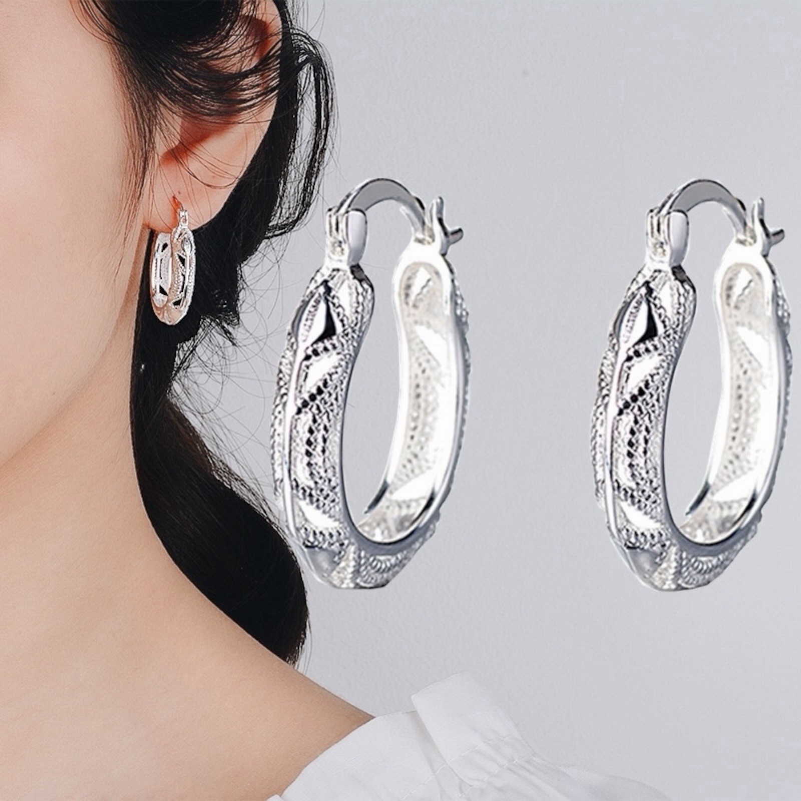 Elegant Jewelry 925 Silver Filled Hoop Earring Women Wedding Party Gift A51