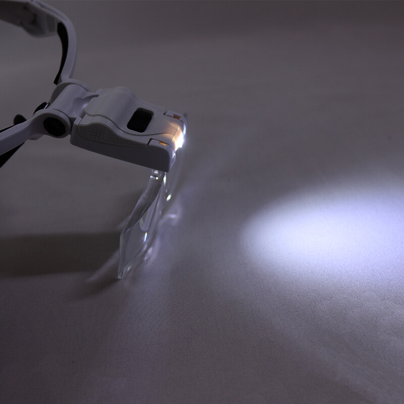 LED Jewelers Head Headband Magnifier Illuminated Visor Magnifying Glasses Loupe